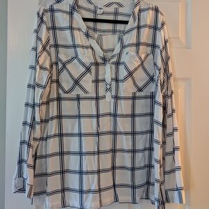 Old Navy Relaxed Blue and White Long Sleeve Blouse